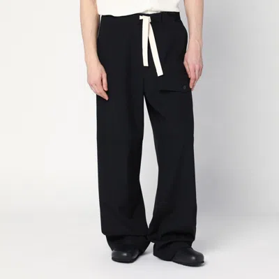 DRIES VAN NOTEN WIDE BLACK WOOL TROUSERS