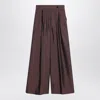 Dries Van Noten Wide Burgundy Trousers With Stripes And Pleats Women In Burgundy