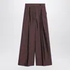 Dries Van Noten Wide Burgundy Trousers With Stripes And Pleats Women