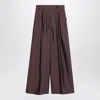 Dries Van Noten Wide Burgundy Trousers With Stripes And Pleats Women