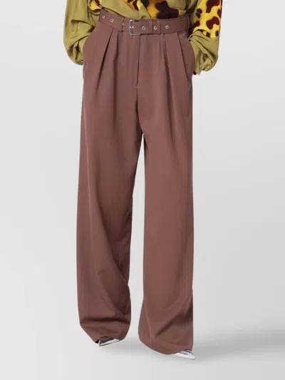 DRIES VAN NOTEN WIDE COTTON TROUSERS PLEATED FRONT