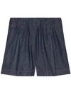Dries Van Noten Pila Elastic Waistband Denim Shorts In Blue