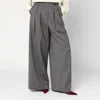 Dries Van Noten High Waist Wide Leg Trousers With Button Detail In Gray