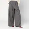 Dries Van Noten High Waist Wide Leg Trousers With Button Detail In Gray