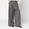 Dries Van Noten High Waist Wide Leg Trousers With Button Detail In Gray