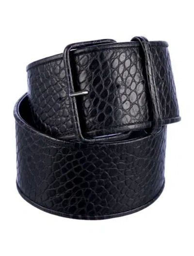 Pre-owned Dries Van Noten Wide Leather Belt In Black