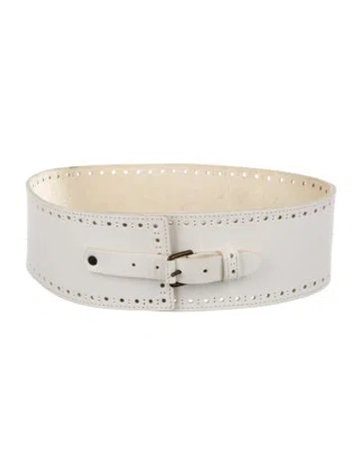 Pre-owned Dries Van Noten Wide Leather Waist Belt In Neutral