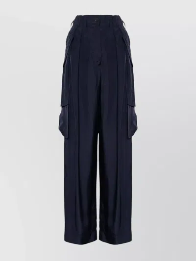 Dries Van Noten Wide Leg Cargo Pants Pockets In Blue