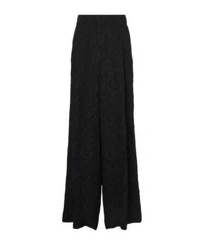 Dries Van Noten Textured Woven Wide-leg Pants In Black