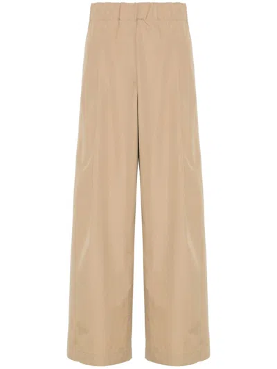 Dries Van Noten Wide-leg Cotton Poplin Trousers In Beige