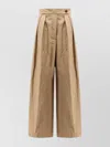 Dries Van Noten Womens Beige Pleated Two-slip-pockets Wide-leg High-rise Cotton Trousers