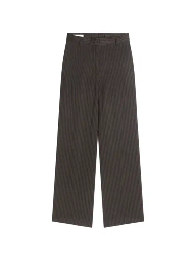 Dries Van Noten Wide Leg Cupro Pants In Brown