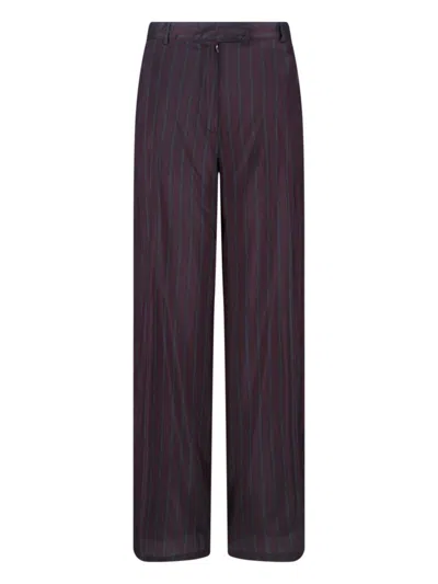 DRIES VAN NOTEN WIDE-LEG CUPRO TROUSERS WITH STRIPED PATTERN