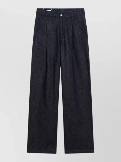 Dries Van Noten Wide Leg Denim Trousers Back Pockets In Black