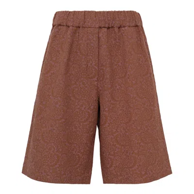 Dries Van Noten Wide Leg Elasticated Shorts In Burgundy