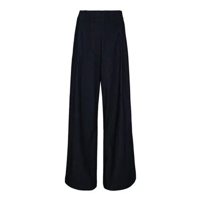 Dries Van Noten Wide Leg Elasticated Trousers In Blue
