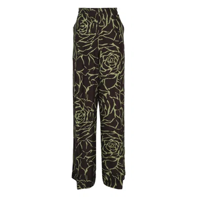 Dries Van Noten Wide Leg Elasticated Trousers In Brown