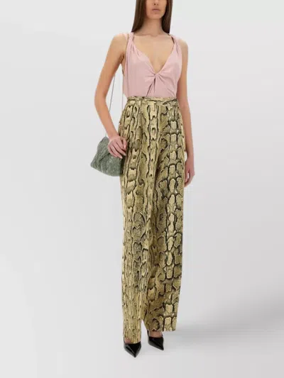 Dries Van Noten Wide Leg High Waist Animal Print Trousers