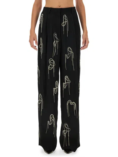 Dries Van Noten Porter Embellished Wide-leg Trousers In 900 Black