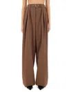 Dries Van Noten Belted Wool Gabardine Wide-leg Pants In Brown