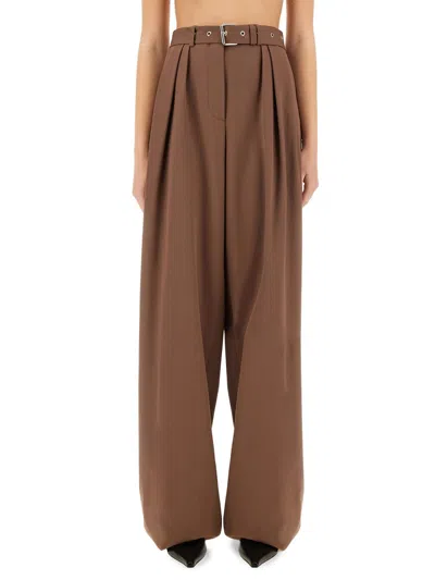 Dries Van Noten High-waisted Wide-leg Pants With Matching Belt In Brown