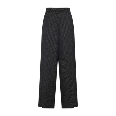 DRIES VAN NOTEN WIDE-LEG PENN PANTS WITH GEOMETRIC GREY PATTERN