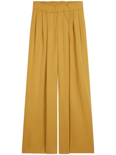Dries Van Noten Wide-leg Pleated Cotton Trousers In Yellow