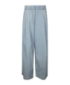 Dries Van Noten Wide Leg Pleated Denim Trousers In Gray