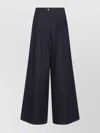 Dries Van Noten Wide-leg Pleated Front Belt Loops Trousers In Blue