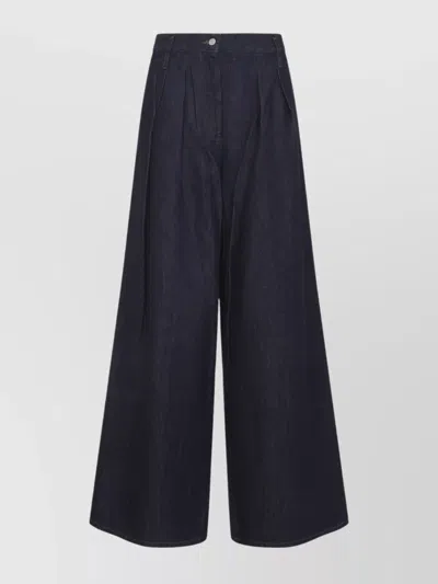 Dries Van Noten Wide-leg Pleated Front Belt Loops Trousers In Blue