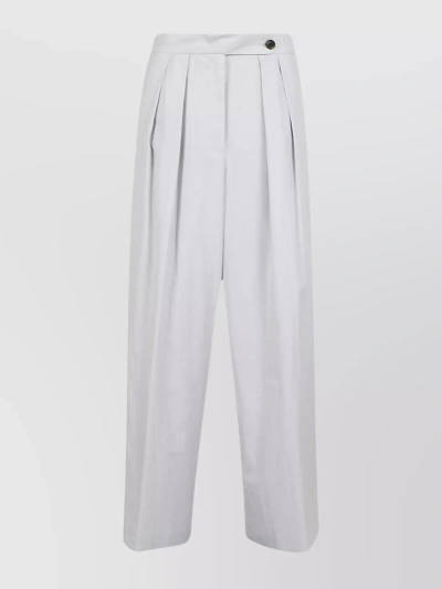 Dries Van Noten Wide Leg Pleated High Waist Trousers In 蓝色