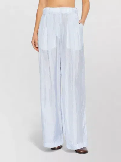 Dries Van Noten Wide Leg Striped Nylon Silk Trousers In Multi