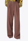 Dries Van Noten Belted Wool Gabardine Wide-leg Pants In Brown