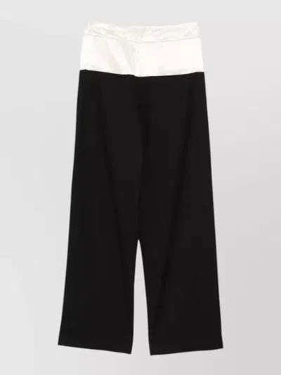 Dries Van Noten Wide Leg Trousers Contrast Waistband Design In Black
