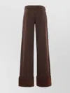 Dries Van Noten Wide Leg Trousers Cuffed Hem In Neutral