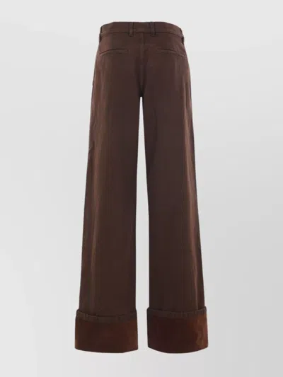 Dries Van Noten Wide Leg Trousers Cuffed Hem In Neutral