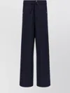 Dries Van Noten Wide Leg Trousers Featuring Button Accents In Blue
