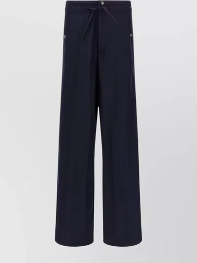 Dries Van Noten Wide Leg Trousers Featuring Button Accents In Blue