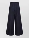 Dries Van Noten Wide-leg High-waisted Dark Denim Jeans With Front Pleats In Blue