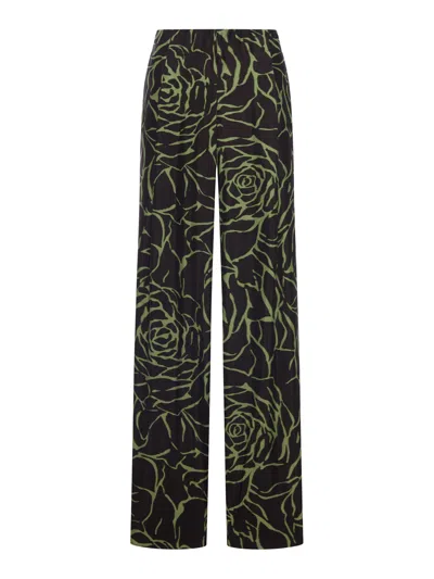 Dries Van Noten Wide Leg Trousers With Print In Black