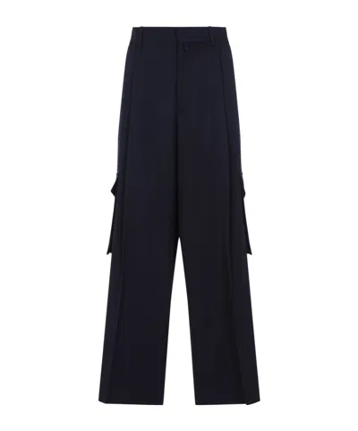 DRIES VAN NOTEN WIDE-LEG WOOL CARGO TROUSERS