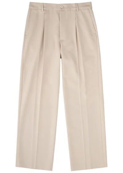 Dries Van Noten Wide-leg Wool Trousers In Neutral