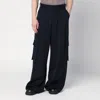 Dries Van Noten Wide Navy Blue Wool Trousers Men In Blue