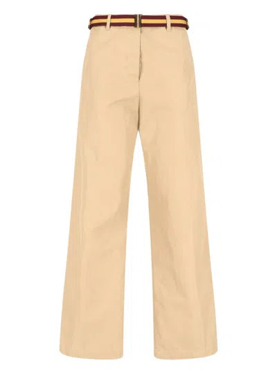 Dries Van Noten Women's Pulian Belted Wide-leg Cotton Pants In Beige