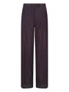 Dries Van Noten High-waisted Wide Leg Trousers With Vertical Stripes In Burgundy