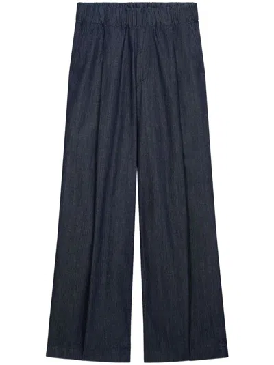 Dries Van Noten Wide Pleated Jeans In Blue