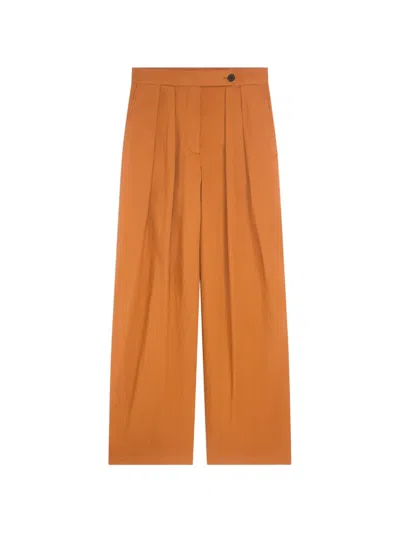 Dries Van Noten Wide Pleated Pants In Brown