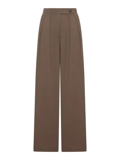 Dries Van Noten Wide Pleated Trousers In Brown