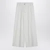Dries Van Noten Wide-leg Cotton Trousers With Front Pleats In White