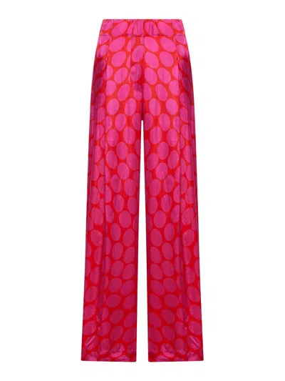 Dries Van Noten Wide Trousers With Pleated Pants In Red
